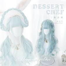 Light Blue Wig Daily Harajuku Lolita Cosplay Long Curly Hair Hairpieces 5g44 Ebay