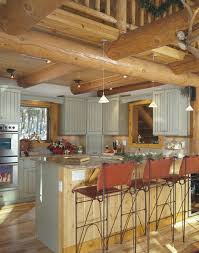 Pine To Painted Cabinets It S A Fresh Look To A Log House Log Home Kitchens Log Cabin Kitchens Cabin Kitchens