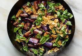 Sweet And Sour Eggplant With Garlic Chips Recipe Recipe Garlic Chips Chips Recipe Nyt Cooking