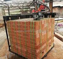 Automatic Palletizer Red Brick Block Wrapping Machine Tile Brick Pallet  Strapping Machine