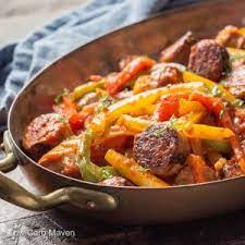 When oil is hot, add sliced peppers and onions. Italian Sausage Peppers And Onions With Sauce Low Carb Maven Stuffed Peppers Italian Sausage Recipes Sausage And Peppers