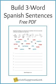 Download this spanish sentence structure worksheets. Spanish Sentence Building 3 Word Sentences Spanish Playground