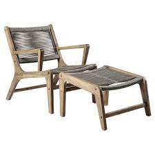 Cade Coastal Regatta Rope Acacia Wood Outdoor 2 Chaise Lounges 2 Ottomans Lounge Chair Outdoor Wooden Outdoor Furniture Outdoor Furniture