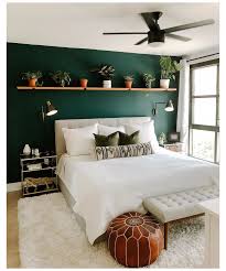 The rustic reclaimed look of this collection is achieved through an intentional distressing technique that applies burn and saw marks to the surface while retaining and highlighting natural characteristics in the wood. Mid Century Modern Headboards Hunter Green Bedroom Huntergreenbedroom Wall Shelf Above The Head Board Green Bedroom Walls Bedroom Interior Bedroom Design