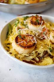 Cook for 2 minutes without touching them. Low Carb Seared Scallops And Spaghetti Squash Recipe Jz Eats
