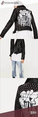 Zara Graffiti Studded Leather Biker Jacket 2017 Fashion Clothes Design Fashion Corner