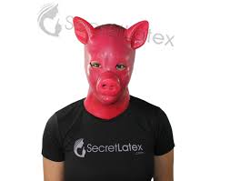 LATEX RED RUBBER FETISH PIG FULL HEAD HOOD BOAR DOLL MAN MEN PETPLAY ANIMAL  MASK | eBay