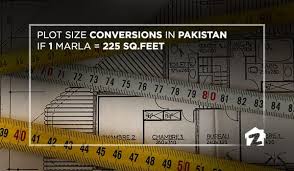 plot size conversions in pakistan if 1 marla 225 sq feet