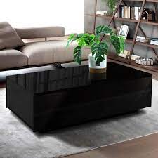 Artiss Modern Coffee Table 4 Storage Drawers High Gloss Living Room Furniture Black Coffee Table Black Furniture Living Room Modern Coffee Tables