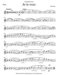 Je Te Veux By Satie Free Sheet Music For Flute Visit Toplayalong Com And Get Access To Hundreds Of Scores For Flute Sheet Music Music Notes Free Sheet Music