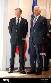 23.05.2011 Brussels, Belgium. Pictured: Jerzy Buzek, Donald Tusk Stock  Photo