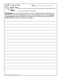 The Role Of The Students With This Worksheet Is That Of The Summarizer Of The Story In Literature Circles Worksheets Literature Circles Middle School Literacy