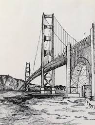 Golden Gate Bridge By Carol Nistle Architecture Drawing Art Landscape Drawings Bridge Drawing