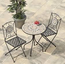 Garden Bistro Set Outdoor Seater Furniture Iron Table Folding Chairs Mosaic Uk Macetas Cosas Artistas