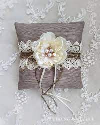 Rustic Ring Pillow Wedding Ring Cushion Country Wedding Ring Pillow Flowers Linen Ring Pillow Wedding Ring Cushion Ring Pillow Wedding Rustic Ring Pillow