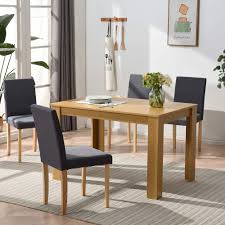 Give your home a beautiful breakfast nook with smart storage and style. Cherry Tree Furniture 5 Piece Dining Room Set 4 Seater Dining Table With 4 Chairs Oak Colour Table With Grey Fabric Seats Buy Online In Azerbaijan At Azerbaijan Desertcart Com Productid 202109383