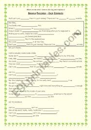 English Worksheets Song Activity Banana Pancakes Jack Johnson