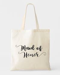 Maid Of Honor Canvas Cotton Tote Bags Wedding Gift Bags Bridesmaids Georgiabags Fabric Tote Bags Tote Bag Woven Tote Bag