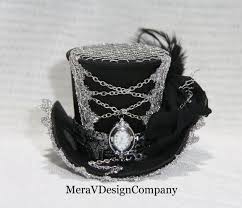 Black And White Striped Top Hat Black Mini Top Hat Raven Steampunk Hat Women Headpiece Tea Party Hat Mad Hatter Hat Gothic Hat Working Clock Key Corset Ready To Ship Steampunk Hat Fancy Hats Steampunk Top Hat