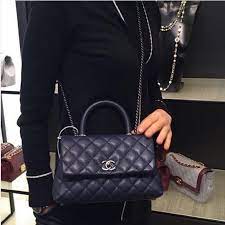 Chanel Small Coco Handle Bag In Black Grained Calfskin With Black Handle Coco Handle Chanel Coco Handle Chanel Handbags