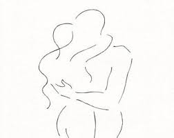 Black And White Kissing Drawing Minimalist Kiss Drawing Original Line Art Illustration Black Dreamy Art Line Art Romantic Paintings