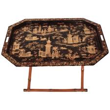 Vintage wooden lap desk tray table, shabby painted cottage furniture folding wood tray table to use for meals, or as a writing desk or artist's table. Folding Tray Tables 78 For Sale On 1stdibs