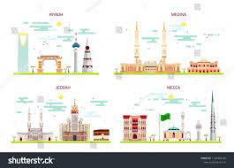 Detailed Architecture Of Riyadh Jeddah Medina Makkah Business Cities In Saudi Arabia Trendy Vector Illu Architecture Details Handdrawn Illustration Jeddah