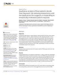 Susanne stehle (22 jahre, wh) 52. Pdf Qualitative Analysis Of How Patients Decide That They Want Risk Reducing Mastectomy And The Implications For Surgeons In Responding To Emotionally Motivated Patient Requests