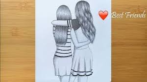 Feel free to print and color from the best 38+ bff coloring pages at getcolorings.com. Best Friends Pencil Sketch Tutorial How To Draw Two Friends Hugging Each Other Youtube