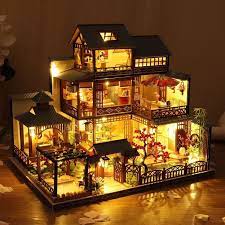 Diy Japanese Style Villa Wooden Miniature Doll House Kit Etsy Wooden Dollhouse Kits Diy Dolls House Kits Doll House