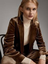 Crafted from black woven polyester twill fabric with soft black faux leather contrasts and. Black Velvet Trousers Women Massimo Dutti Velvet Trousers Woman Velvet Blazer Ladies Velvet Suit