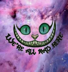 Lovely phone holder featuring the cheshire cat with his iconic phrase like we're all mad here and many others awesomely conforming the shape of the cheshire cat's head. Put Together By Me We Re All Mad Here On We Heart It