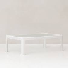 White coffee table with glass top. Coffee Table With White Plastic Frame Glass Top 101619