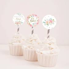 Pink Pastel Floral Baby Shower Cupcake Toppers Template Baby Etsy Baby Shower Cupcake Toppers Cupcake Toppers Printable Cupcake Toppers Template