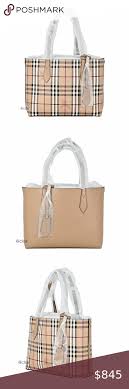 Approximately 10 h x 12.5 w x 4.5 d (from base). Burberry Small Reversible Haymarket Color Tote Burberry Tote Burberry Bag