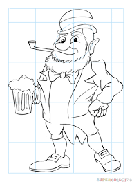 How To Draw The Leprechaun With Beer Step By Step Drawing Tutorials Drawing Tutorial Drawings Face Drawing