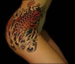 Koi Fish With Skin Color Incorporated In It Koi Fish Tattoo Hip Tattoo Tattoos