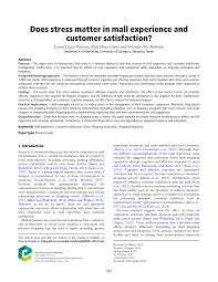 Https Www Emerald Com Insight Content Doi 10 1108 Jsm 03 2019 0134 Full Pdf Title Does Stress Matter In Mall Experience And Customer Satisfaction