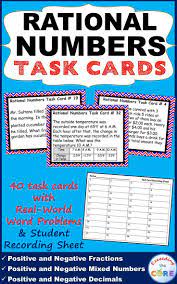 Rational Numbers Word Problems 40 Task Cards With Skills Practice And Real World Word Problems Topics Word Problems Task Cards Rational Numbers Word Problems
