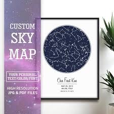 Custom Star Map Custom Star Print Custom Star Chart Custom Sky Print Custom Constellation Map Star Map Poster Sky Map Printable Pdf