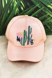 Cactus Flower Pink Cap Wholesale Accessory Market Hat Embroidery Embroidered Hats Embroidery On Clothes