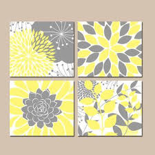 Floral Wall Art Yellow Gray Bedroom Pictures Canvas Or Prints Flower Bathroom Artwork Succulent Kitchen W Floral Wall Art Yellow Gray Bedroom Grey Wall Art