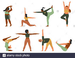 Find photos of yoga poses. Satz Von Frauen In Verschiedenen Yoga Posen Namen Von Asanas Text Flacher Stilvektor Stock Vektorgrafik Alamy