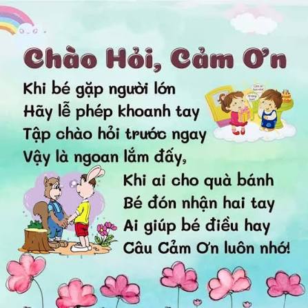 NHỮNG BÀI THƠ HAY VỀ KỸ NĂNG SỐNG CHO TRẺ MẦM NON