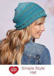 Simple Style Hat Free Knitting Pattern In Red Heart Yarns As Always Unforgettable Yarn Knits Slouchy Hat Pattern Knit Hat Pattern Easy Knit Beanie Pattern