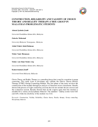 Maybe you would like to learn more about one of these? Pdf Construction Reliability And Validity Of Choice Theory And Reality Therapy Ctrt Group In Malaysian Problematic Students Ahmad Jazimin Jusoh Academia Edu