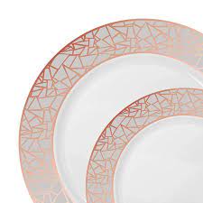 Stainless steel a total of 76pcs made from 18/10 stainless steel, gold plated handles. Plastic Plates Rose Gold Mosaic Combo Set Smarty Had A Party