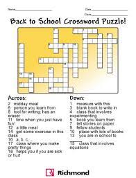 Activities Back To School With A Themed Crossword First Day Of School Activities Back To School Crossword