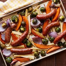 Sheetpan Sausage Supper Recipe Food Network Recipes Recipes Sheet Pan Recipes