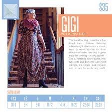 Lularoe Gigi Product Description And Sizing Chart